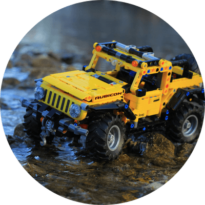 neon foam block pit with rock climbing walls